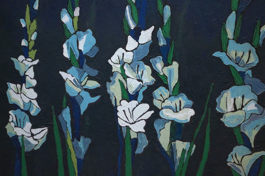 White flowers and dark blue background